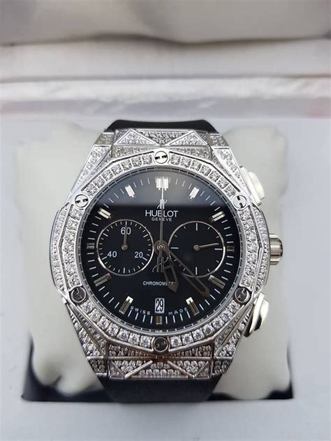 men's hublot diamond watch|diamond encrusted Hublot watch.